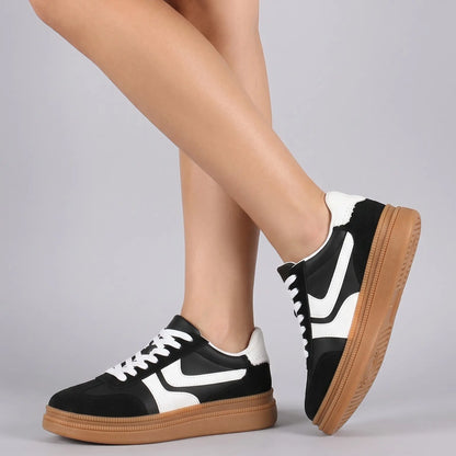 CYNLLIO Womens Fashion Platform Sneakers round Toe Chunky Wedge Thick Sole Pull on Lace up Comfy Casual Sports Tennis Working Outing Dating Holiday Dress Daily Summer Shoes