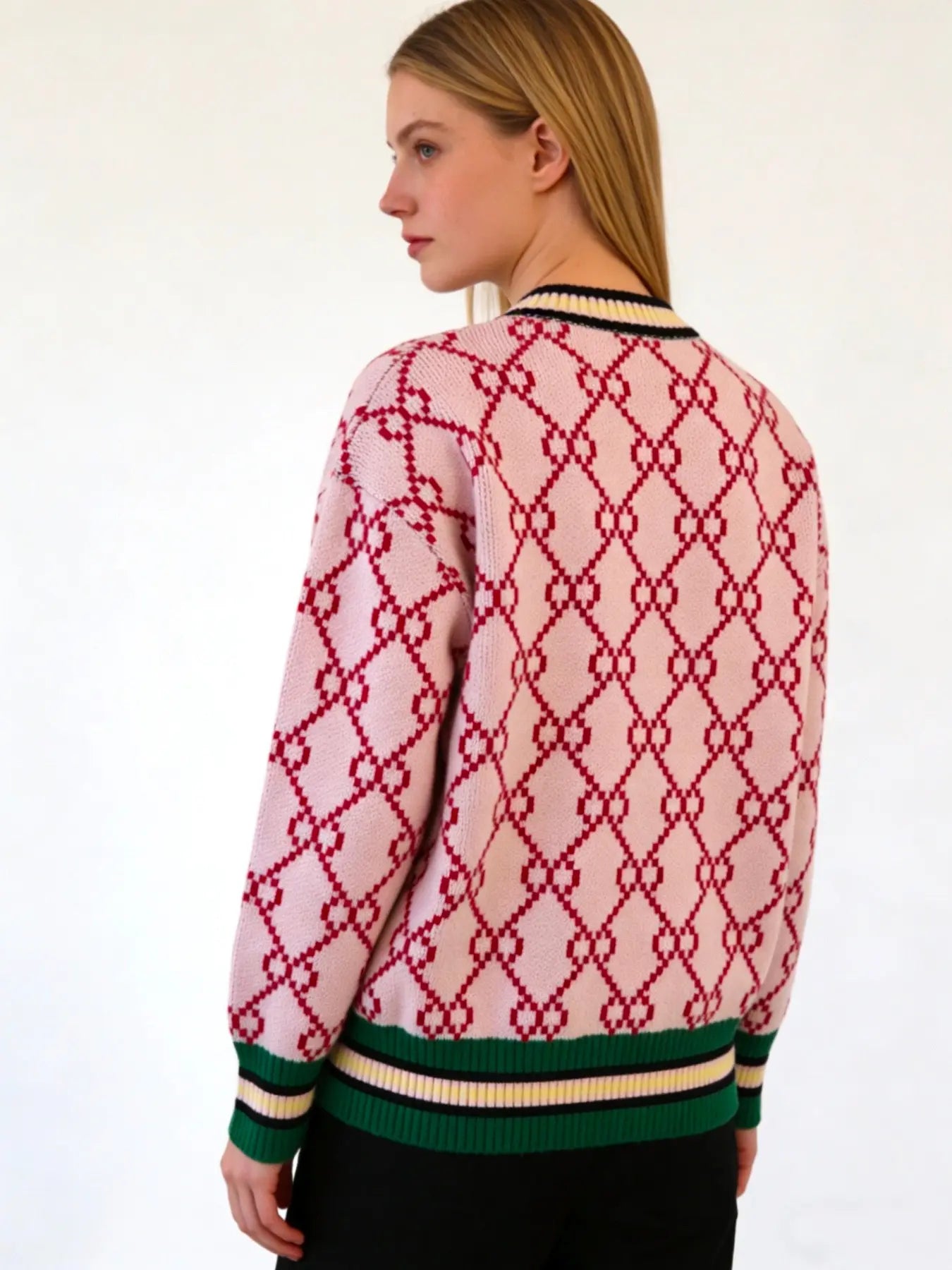 Autumn & Winter New round Neck Long Sleeve Sweater, Unique Design Loose Soft Comfortable Slimming Knit Top, Elegant Chic Colorblock Design, Casual Fashion Top