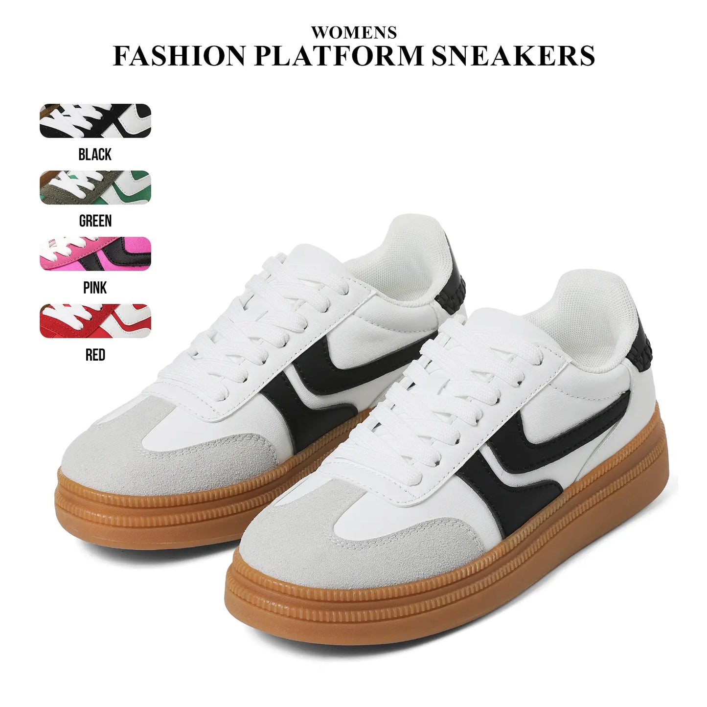 CYNLLIO Womens Fashion Platform Sneakers round Toe Chunky Wedge Thick Sole Pull on Lace up Comfy Casual Sports Tennis Working Outing Dating Holiday Dress Daily Summer Shoes